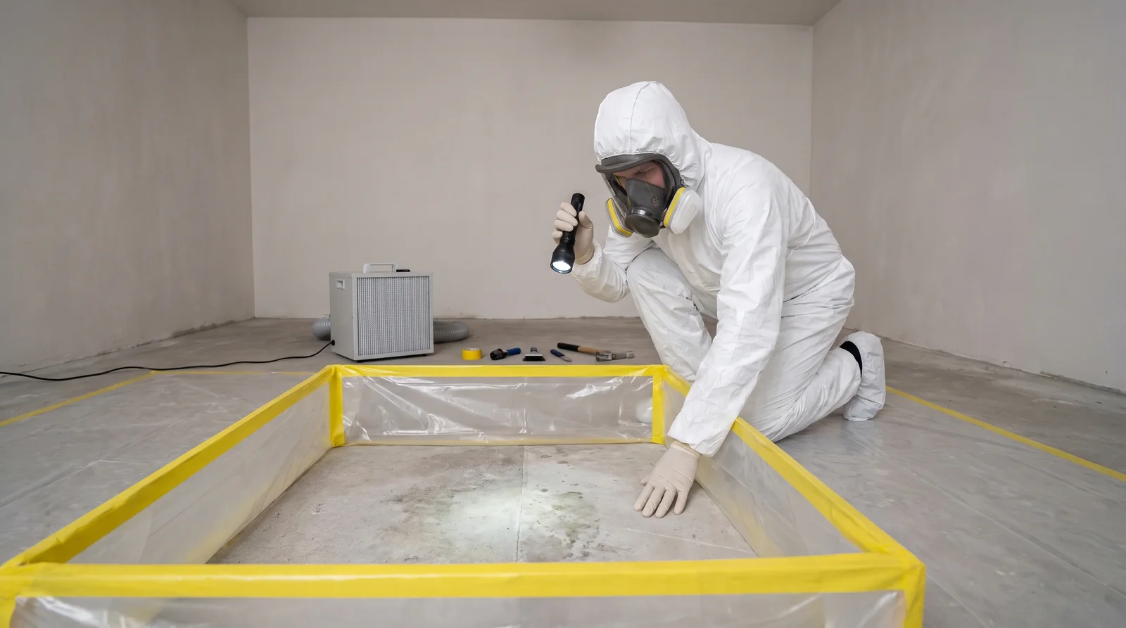Illustrative meth contamination floors service scene