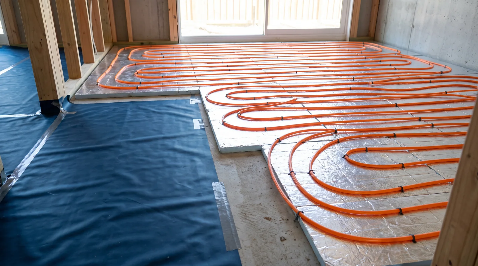Illustrative underfloor heating screed service scene