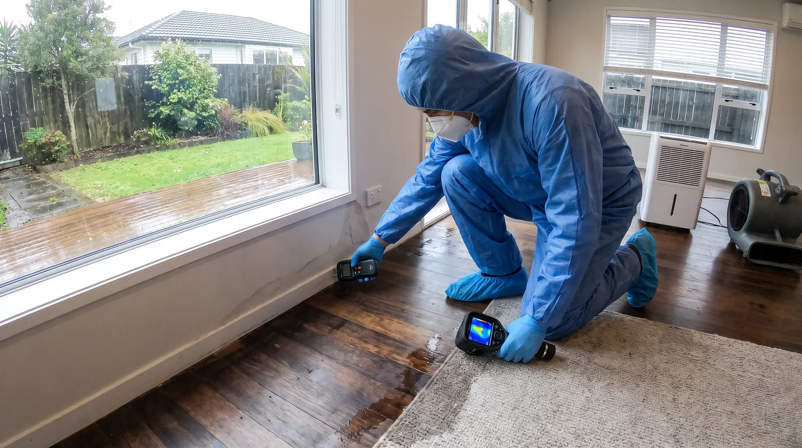 Illustrative moisture testing & mapping service scene